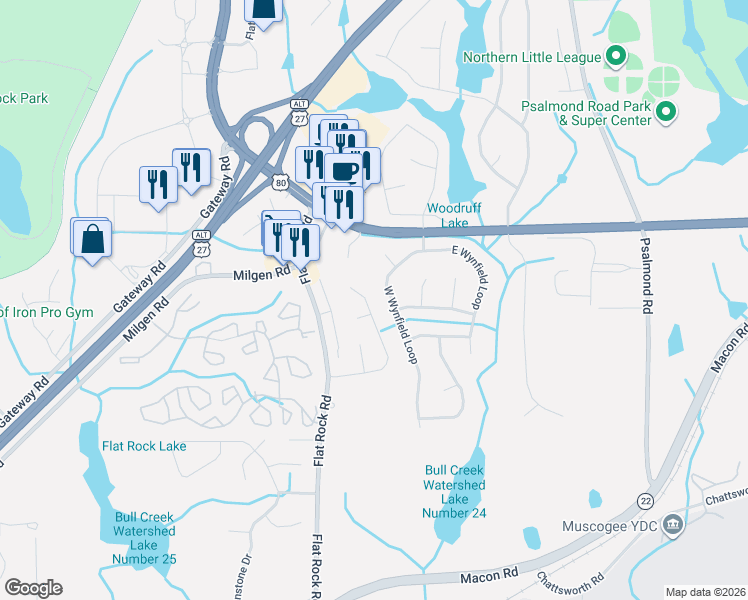 map of restaurants, bars, coffee shops, grocery stores, and more near 7103 Trellis Court in Columbus