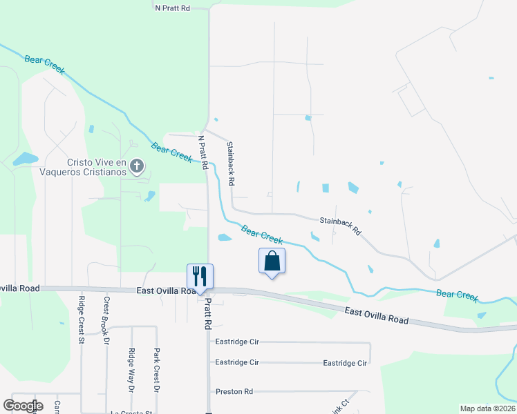 map of restaurants, bars, coffee shops, grocery stores, and more near 1543 Stainback Road in Red Oak