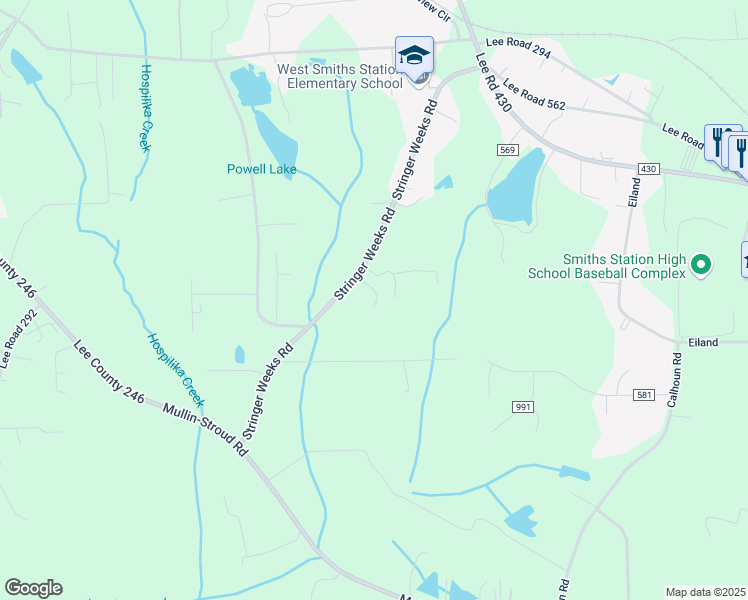 map of restaurants, bars, coffee shops, grocery stores, and more near 667 Lee Road 0295 in Smiths Station