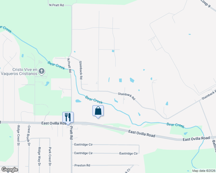 map of restaurants, bars, coffee shops, grocery stores, and more near 1560 Stainback Road in Red Oak