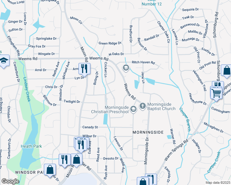 map of restaurants, bars, coffee shops, grocery stores, and more near 4310 Cheshire Bridge Road in Columbus