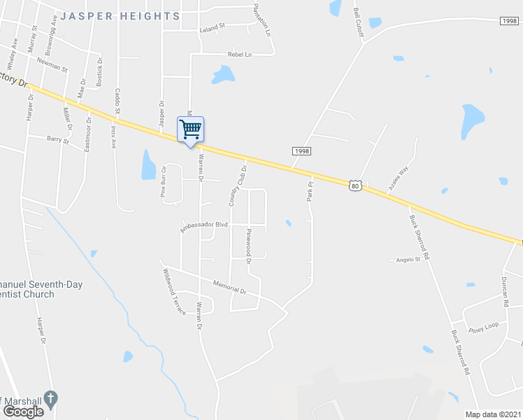 map of restaurants, bars, coffee shops, grocery stores, and more near 309 Molly Maye Drive in Marshall