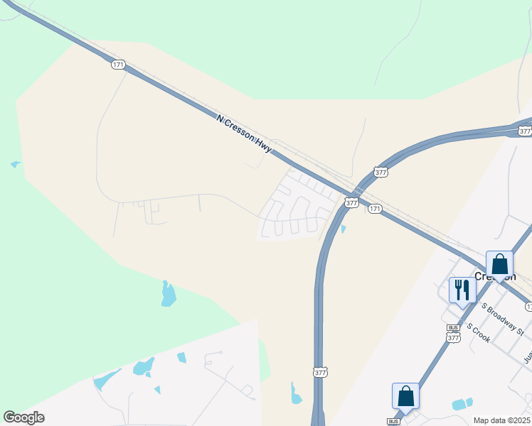 map of restaurants, bars, coffee shops, grocery stores, and more near 9067 Hines Circle in Cresson