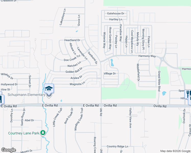 map of restaurants, bars, coffee shops, grocery stores, and more near 631 Magnolia Lane in Glenn Heights