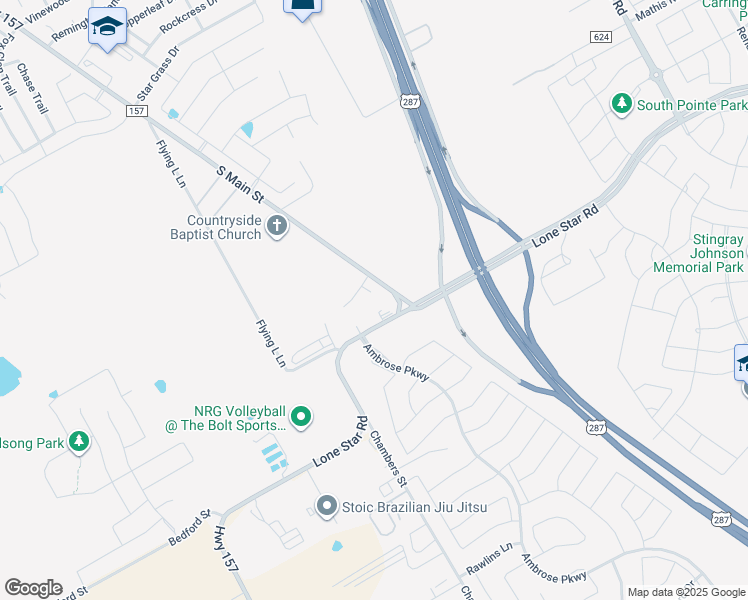 map of restaurants, bars, coffee shops, grocery stores, and more near Highway 157 in Venus