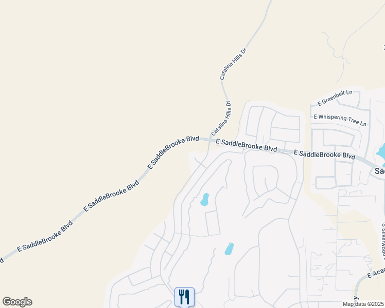 map of restaurants, bars, coffee shops, grocery stores, and more near 62652 East Mesa Crest Court in Tucson
