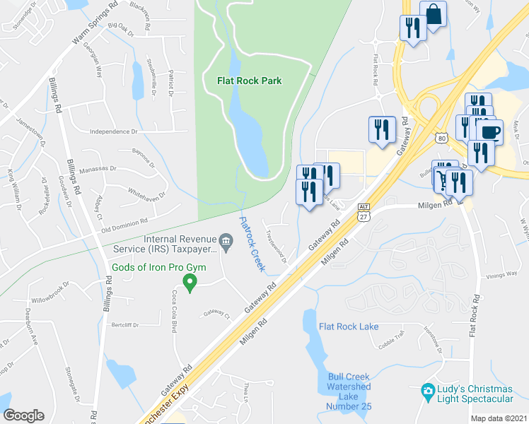 map of restaurants, bars, coffee shops, grocery stores, and more near 6220 Trestlewood Drive in Columbus