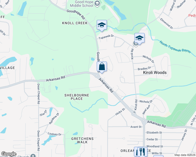 map of restaurants, bars, coffee shops, grocery stores, and more near 1240-1398 Good Hope Rd in West Monroe