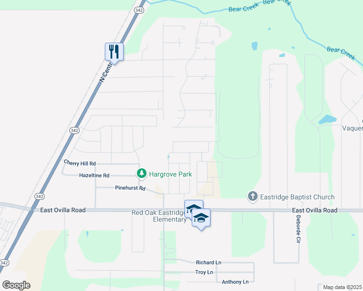 map of restaurants, bars, coffee shops, grocery stores, and more near 207 Mina Street in Red Oak