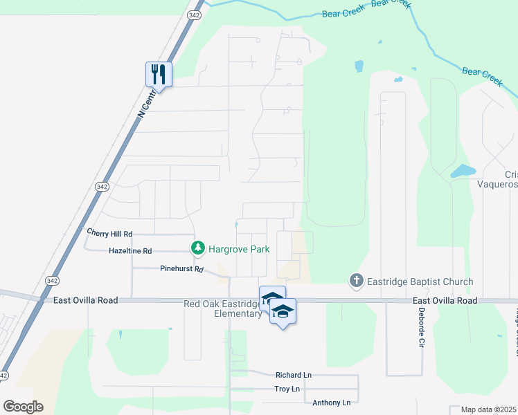 map of restaurants, bars, coffee shops, grocery stores, and more near 207 Mina Street in Red Oak