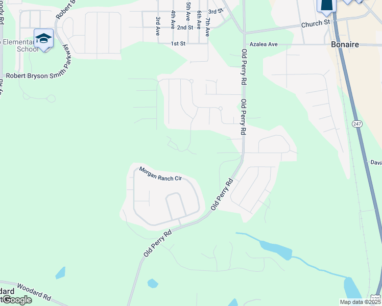 map of restaurants, bars, coffee shops, grocery stores, and more near Ike Court in Warner Robins
