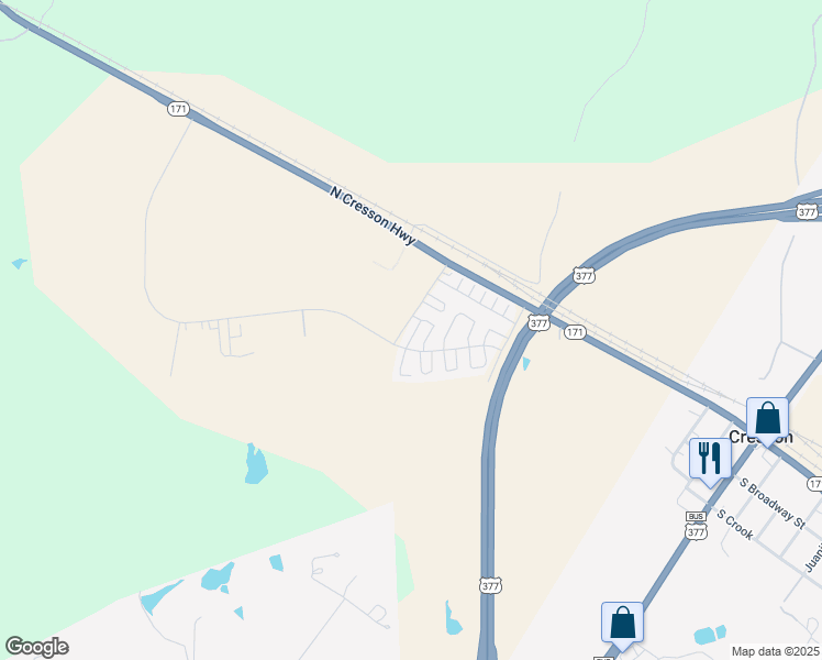 map of restaurants, bars, coffee shops, grocery stores, and more near 9067 Hines Circle in Cresson