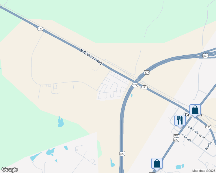 map of restaurants, bars, coffee shops, grocery stores, and more near 9025 Hines Circle in Cresson