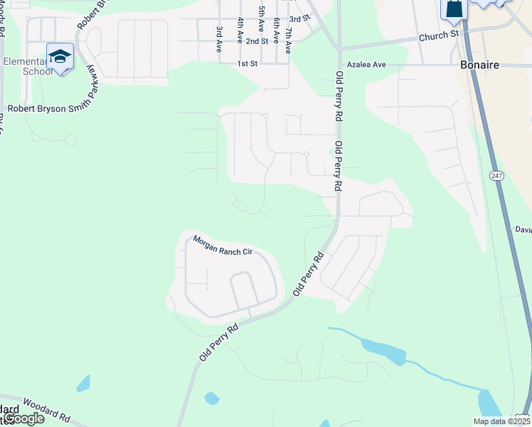 map of restaurants, bars, coffee shops, grocery stores, and more near Ike Court in Warner Robins