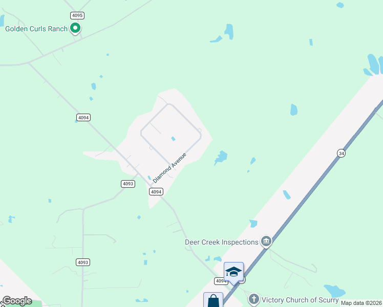 map of restaurants, bars, coffee shops, grocery stores, and more near 9146 Diamond Avenue in Kaufman