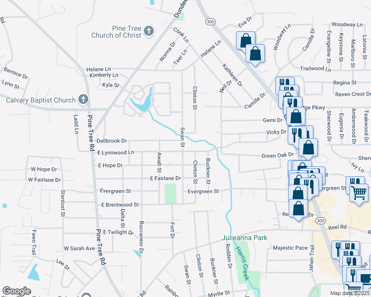 map of restaurants, bars, coffee shops, grocery stores, and more near 505 East Lynnwood Lane in Longview