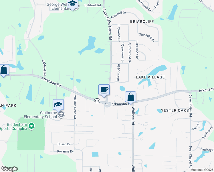 map of restaurants, bars, coffee shops, grocery stores, and more near 119 Forty Oaks Farm Rd in West Monroe