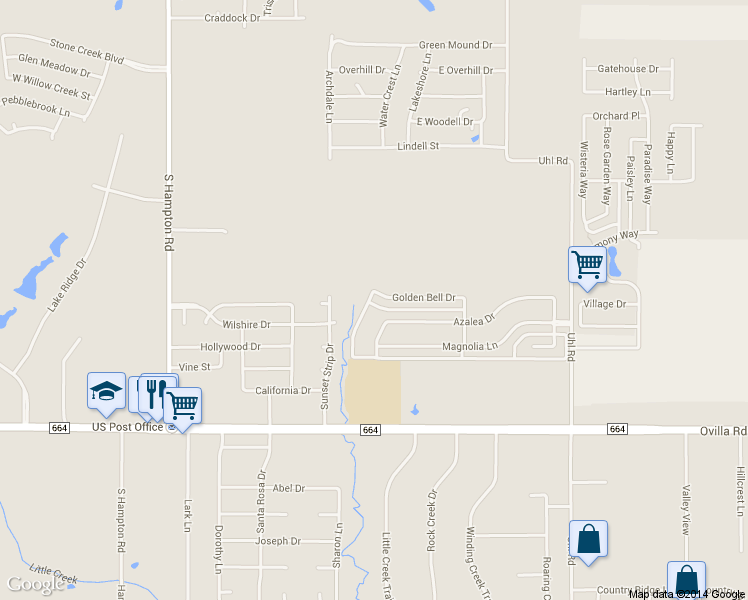 map of restaurants, bars, coffee shops, grocery stores, and more near 504 Golden Bell Drive in Glenn Heights