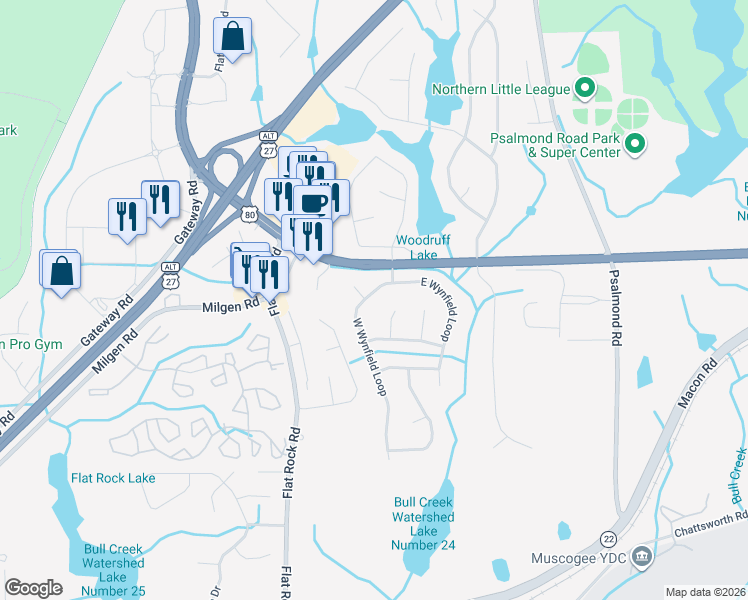 map of restaurants, bars, coffee shops, grocery stores, and more near 7208 West Wynfield Loop in Columbus
