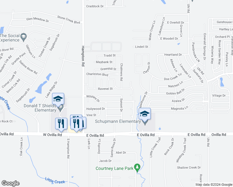 map of restaurants, bars, coffee shops, grocery stores, and more near 231 Sunset Drive in Glenn Heights