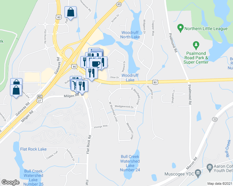 map of restaurants, bars, coffee shops, grocery stores, and more near 7212 West Wynfield Loop in Columbus