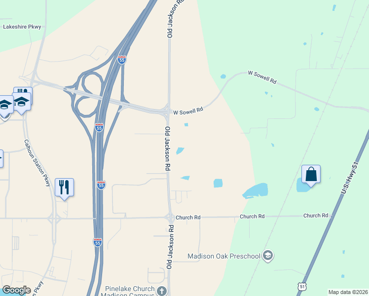 map of restaurants, bars, coffee shops, grocery stores, and more near in Madison County