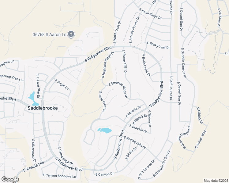 map of restaurants, bars, coffee shops, grocery stores, and more near 65153 East Crystal Ridge Court in Tucson