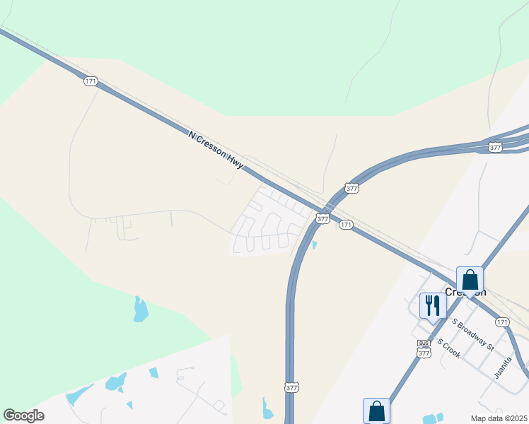 map of restaurants, bars, coffee shops, grocery stores, and more near 9025 Hines Circle in Cresson