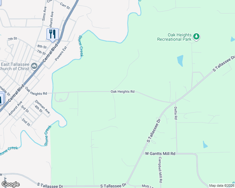 map of restaurants, bars, coffee shops, grocery stores, and more near 790 Oak Heights Road in Tallassee