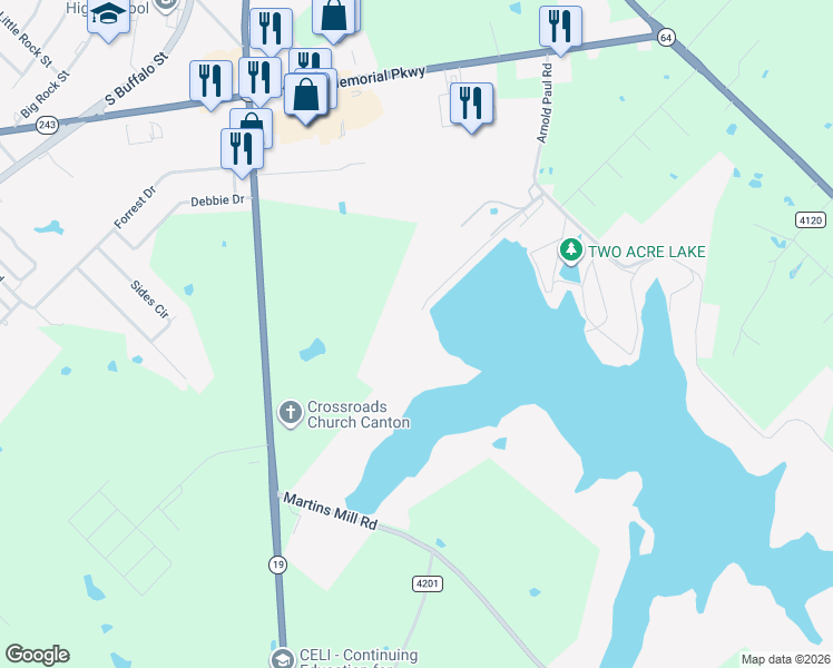 map of restaurants, bars, coffee shops, grocery stores, and more near in Canton