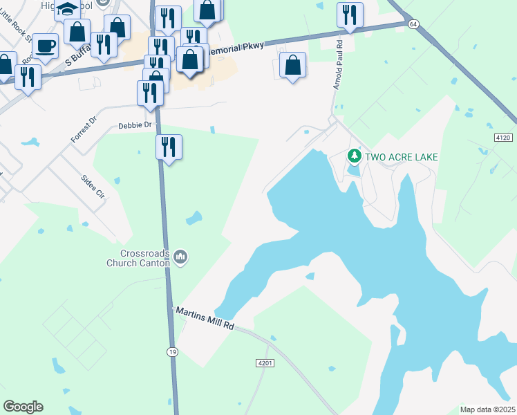 map of restaurants, bars, coffee shops, grocery stores, and more near in Canton