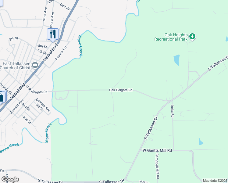 map of restaurants, bars, coffee shops, grocery stores, and more near 790 Oak Heights Road in Tallassee