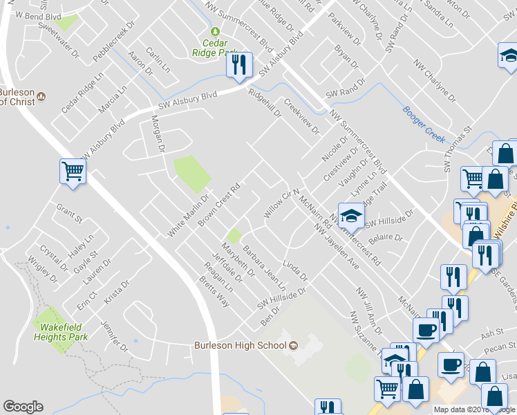 map of restaurants, bars, coffee shops, grocery stores, and more near 937 Jacobs Crossing Court in Burleson