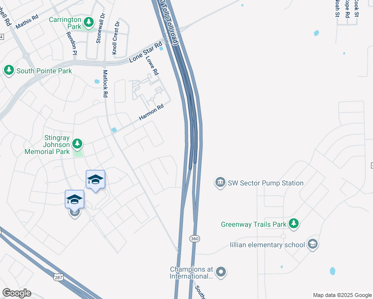 map of restaurants, bars, coffee shops, grocery stores, and more near Highway 360 in Midlothian