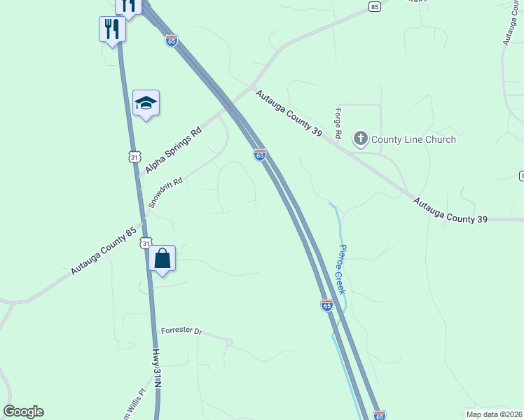 map of restaurants, bars, coffee shops, grocery stores, and more near 1515-1516 White Cloud Drive in Deatsville