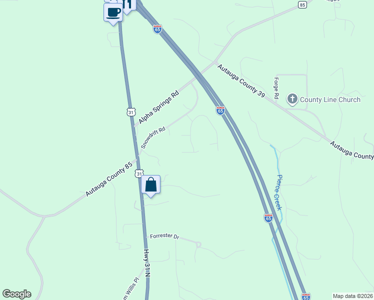 map of restaurants, bars, coffee shops, grocery stores, and more near 122 Snowdrift Road in Deatsville