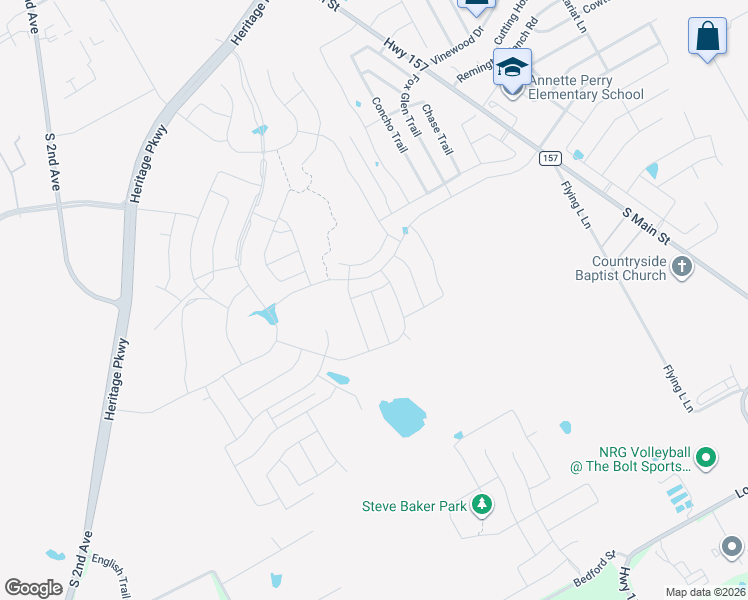 map of restaurants, bars, coffee shops, grocery stores, and more near 1100 Thicket Drive in Mansfield