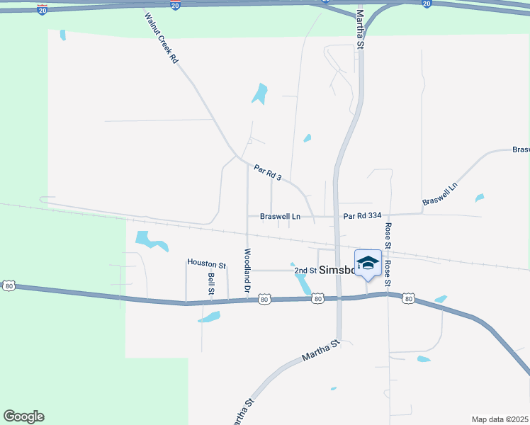 map of restaurants, bars, coffee shops, grocery stores, and more near 136 Louisa Street in Simsboro