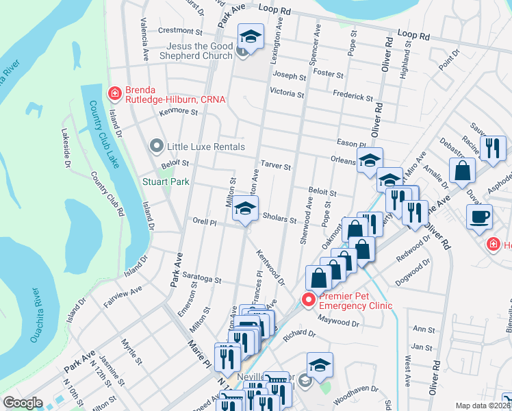 map of restaurants, bars, coffee shops, grocery stores, and more near 2008 Lexington Avenue in Monroe