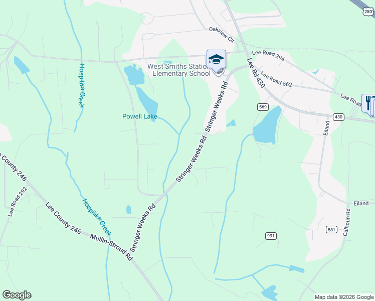 map of restaurants, bars, coffee shops, grocery stores, and more near 536 Lee Road 0295 in Smiths Station