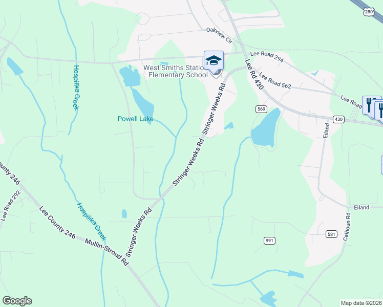 map of restaurants, bars, coffee shops, grocery stores, and more near 536 Lee Road 0295 in Smiths Station