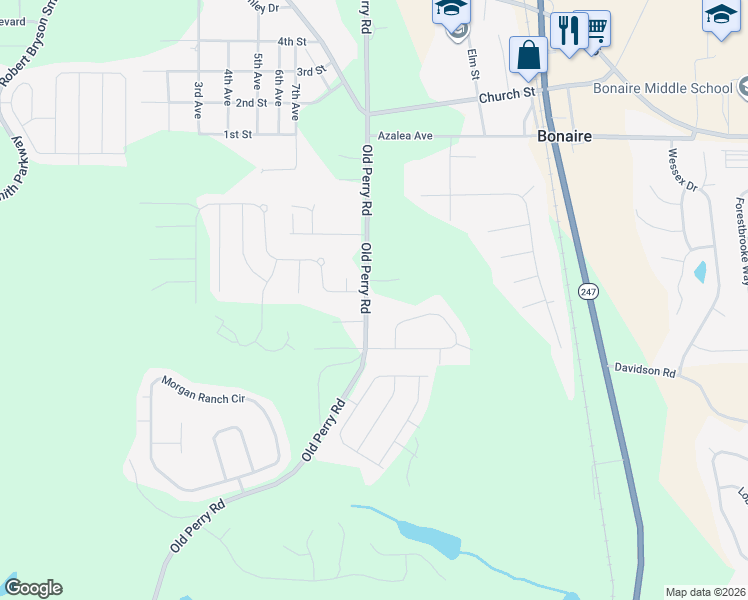 map of restaurants, bars, coffee shops, grocery stores, and more near 350 Old Perry Road in Bonaire