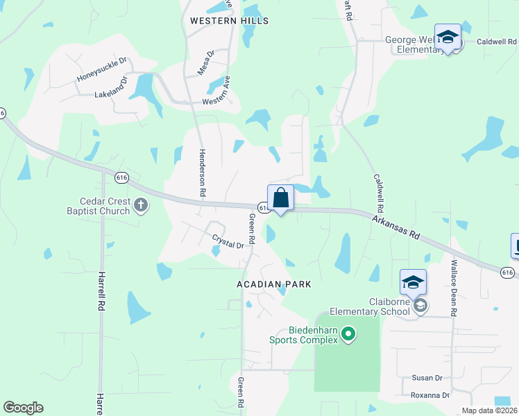 map of restaurants, bars, coffee shops, grocery stores, and more near 3080 Arkansas Rd in West Monroe