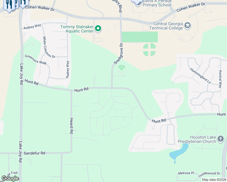map of restaurants, bars, coffee shops, grocery stores, and more near 101 Hunts Landing Drive in Kathleen