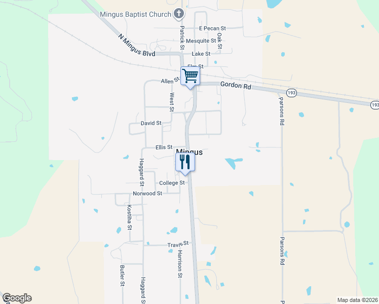map of restaurants, bars, coffee shops, grocery stores, and more near in Mingus