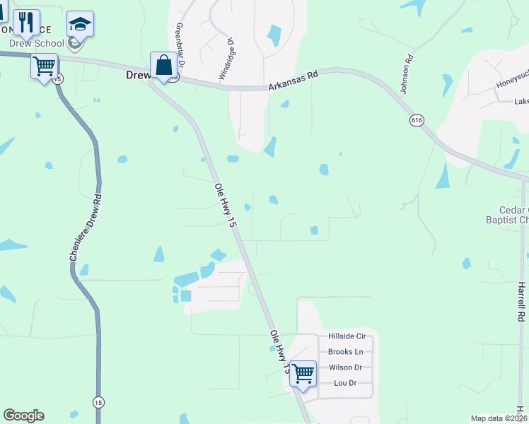 map of restaurants, bars, coffee shops, grocery stores, and more near 172 Ingram Road in West Monroe