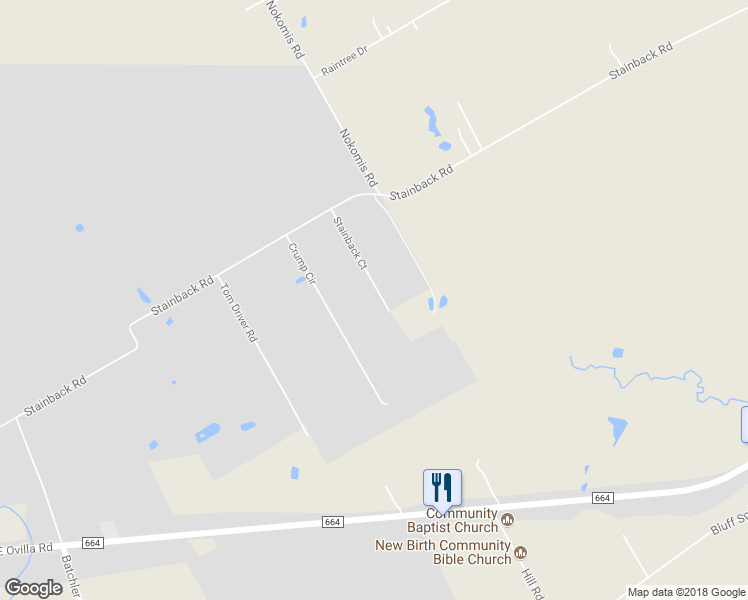 map of restaurants, bars, coffee shops, grocery stores, and more near 131 Stainback Court in Red Oak