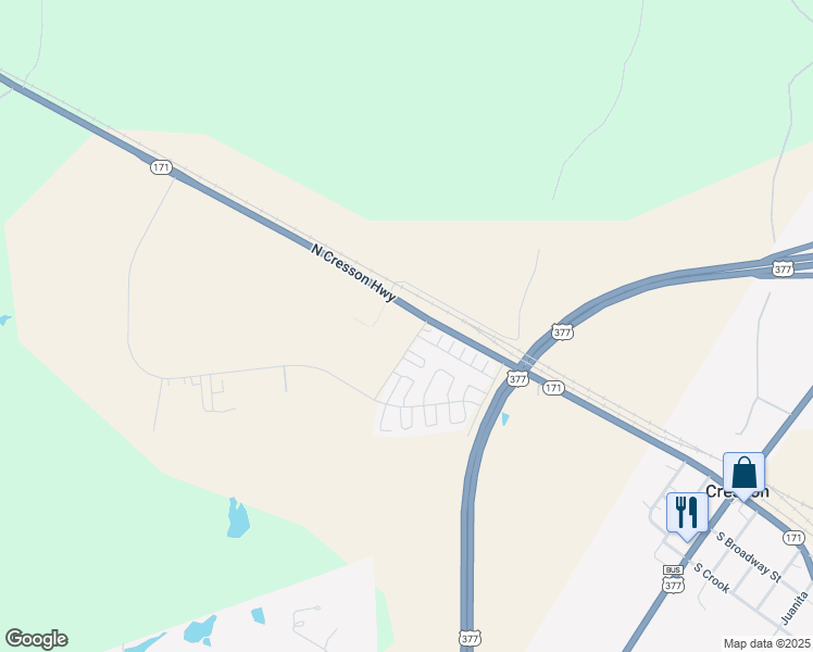 map of restaurants, bars, coffee shops, grocery stores, and more near 9504 Glascock Drive in Cresson