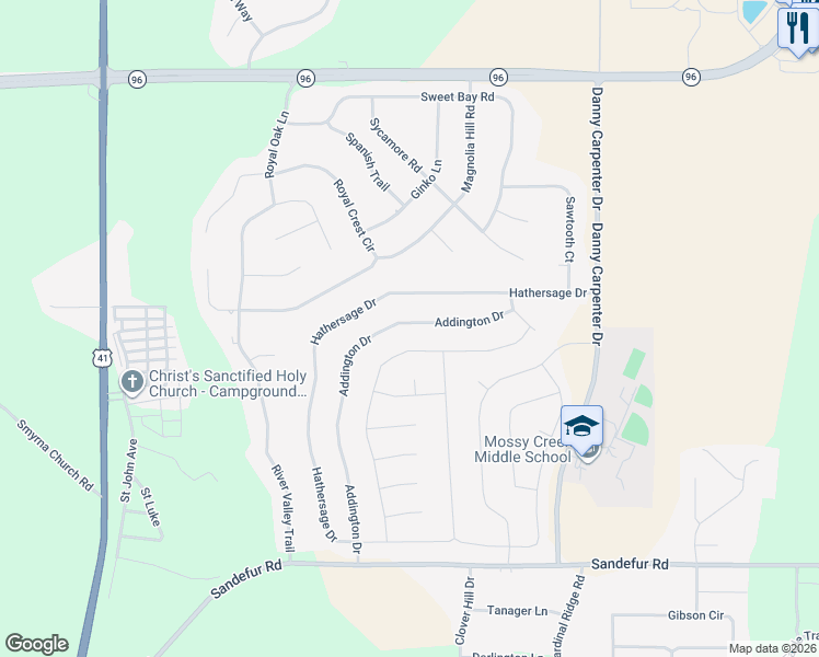 map of restaurants, bars, coffee shops, grocery stores, and more near 347 Cambrian Drive in Kathleen