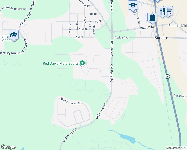 map of restaurants, bars, coffee shops, grocery stores, and more near 108 Pocono Court in Bonaire